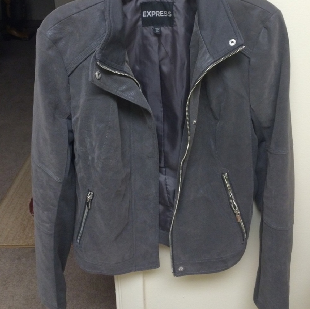 EXPRESS Grey Moto Jacket Medium M